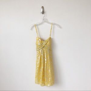 Nicole Miller Collection Silk Dress Yellow Silver